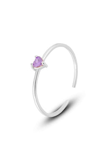 925 Sterling Silver  Ring Purple Crystal Diamond