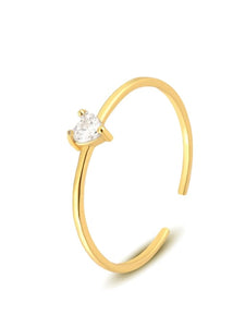 Gold 925 Sterling Silver  Ring Crystal Diamond