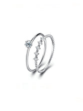 Load image into Gallery viewer, 2 Rings Set 925 Silver Lab Diamond Moissanite Minimalist Engagement Ring