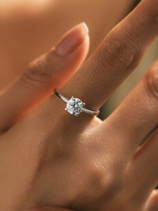 925 Silver Lab Diamond Moissanite Minimalist Engagement Ring