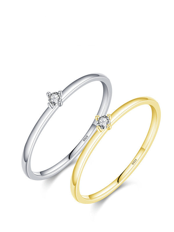 925 Silver Lab Diamond Moissanite Minimalist Engagment Ring