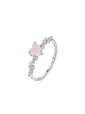 Heart 925 Sterling Silver Pink Opal Earring