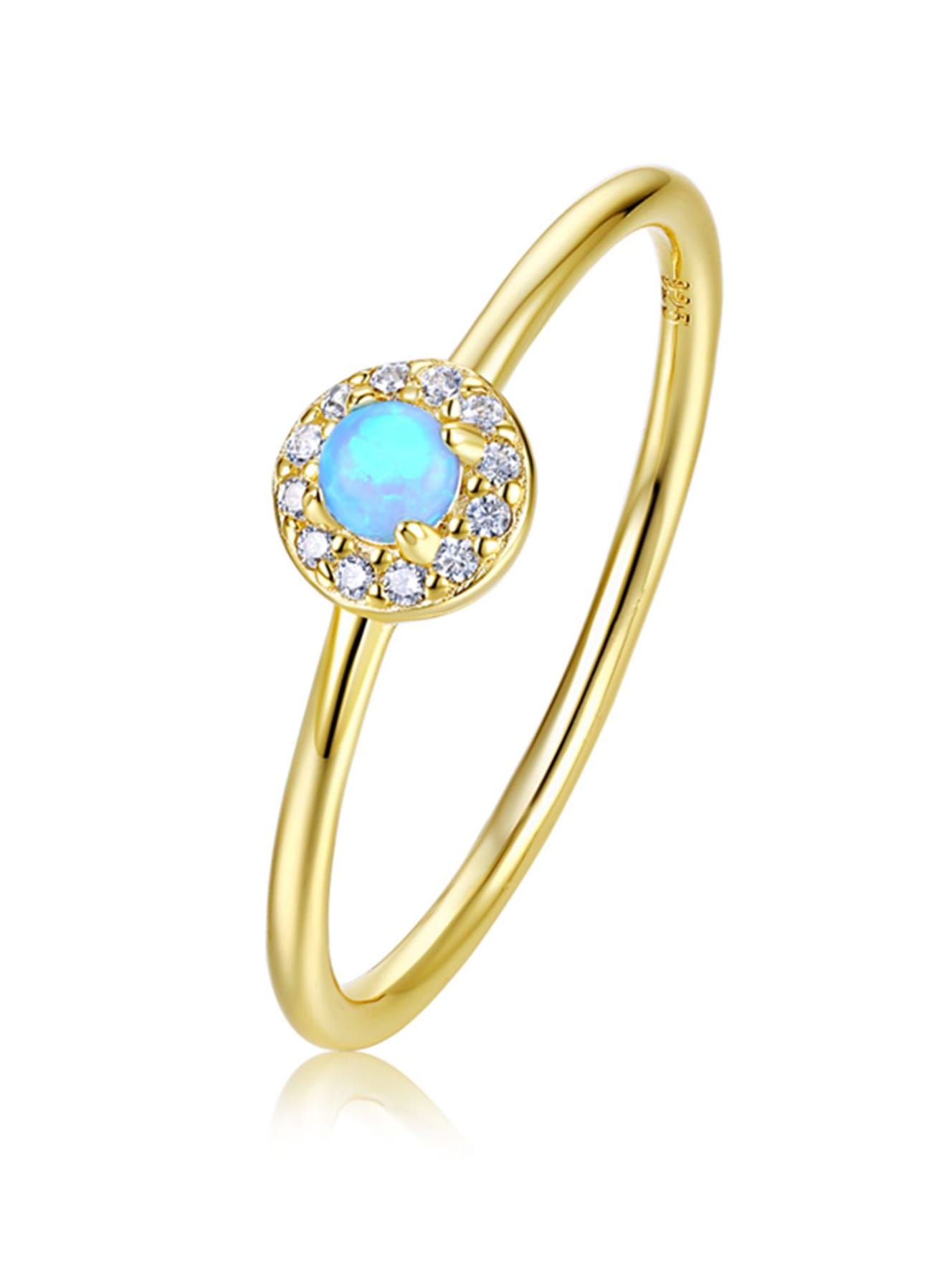 Gold 925 Sterling Silver Blue Opal Inspire Ring