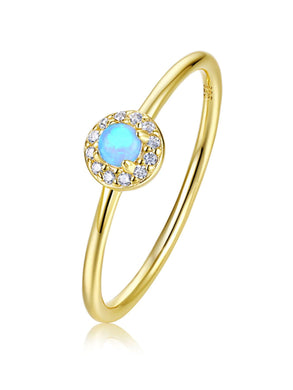 Gold 925 Sterling Silver Blue Opal Inspire Ring
