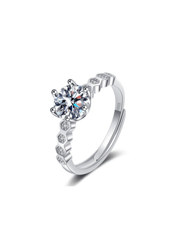 925 Silver Lab Diamond Moissanite Minimalist Engagment Ring