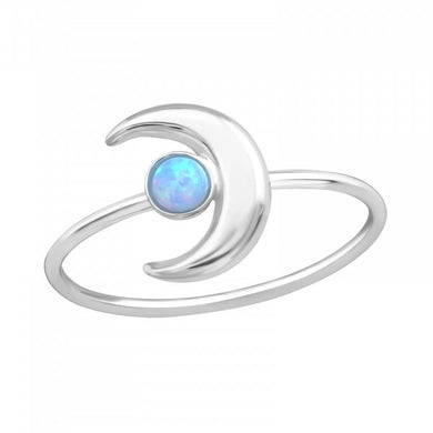 Minimalist Moon Opal Style 925 Silver Ring