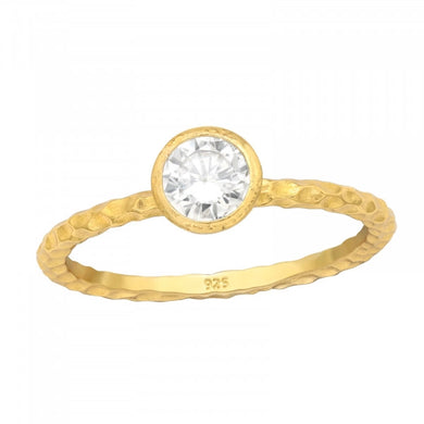 Minimalist Circle Diamond Gold Style 925 Silver Ring