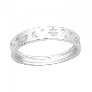 Minimalist Universe Planet Star 925 Silver Ring