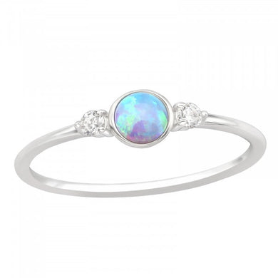 Minimalist Circle Opal Style 925 Silver Ring