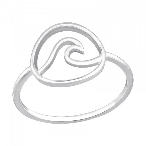 925 Sterling Silver Wave Ring Earring