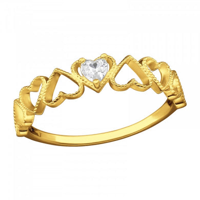 Classic Heart Gold 925 Silver Ring