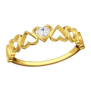 Classic Heart Gold 925 Silver Ring