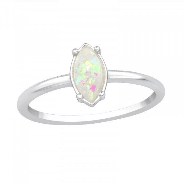 925 Sterling Silver  Ring White Inspire Opal