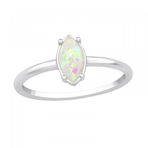 925 Sterling Silver  Ring White Inspire Opal