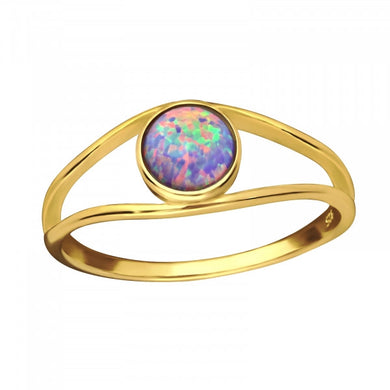 Minimalist Gold Opal Inspire 925 Silver Ring