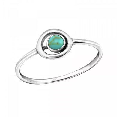 Minimalist  Turquoise Style 925 Silver Ring