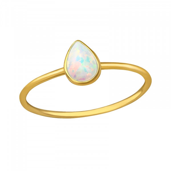 925 Sterling Silver  Ring White Inspire Opal