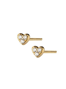 Gold 925 Silver Earrings Heart Zirconia Minimalist