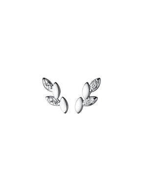 925 Silver Earrings Leaf Zirconia Minimalist