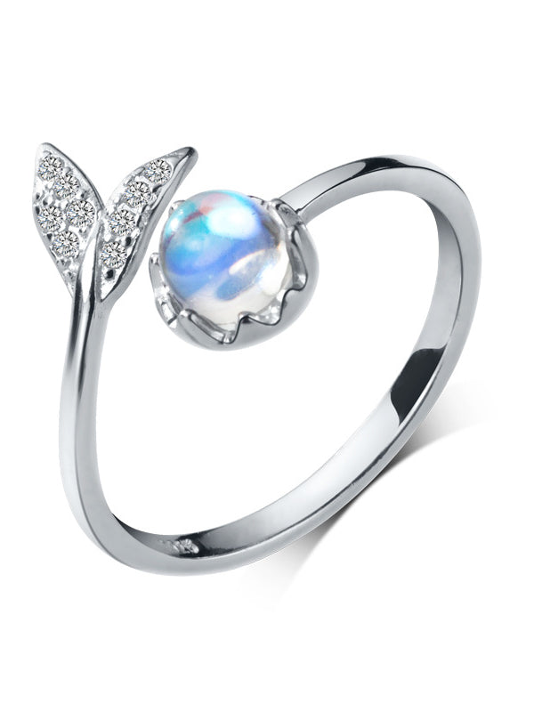 Whale Tail 925 Sterling Silver Opal Inspire Ring