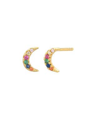 Gold 925 Silver Earrings Moon Zirconia Minimalist