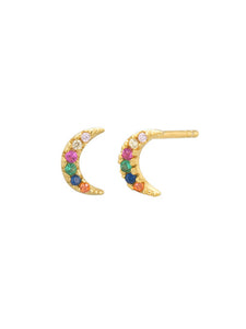 Gold 925 Silver Earrings Moon Zirconia Minimalist