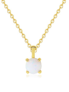 Gold Minimalist White Opal Inspire 925 Silver Necklace