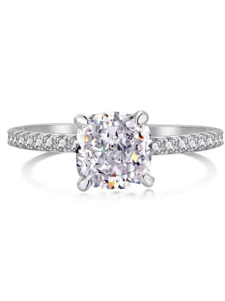 925 Sterling Silver Engagement Ring Diamond Zirconia