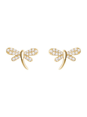 Gold 925 Silver Earrings Minimalist Dragonfly