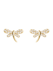 Gold 925 Silver Earrings Minimalist Dragonfly