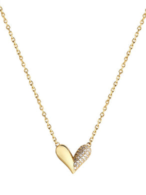 Gold Minimalist  925 Silver Heart Necklace