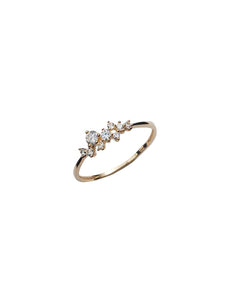 Gold 925 Sterling Silver Ring Crystal Diamond