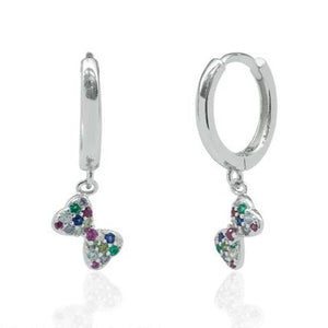 Multi Color Diamond 925 Sterling Silver Hoops Earrings