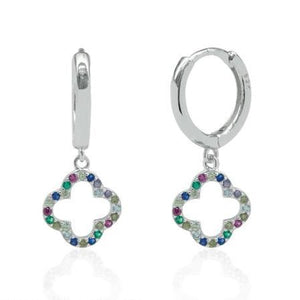 Cross Diamond 925 Sterling Silver Hoops Earrings