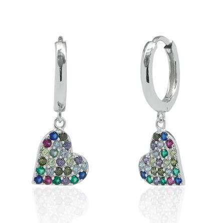 Heart Diamond 925 Sterling Silver Hoops Earrings