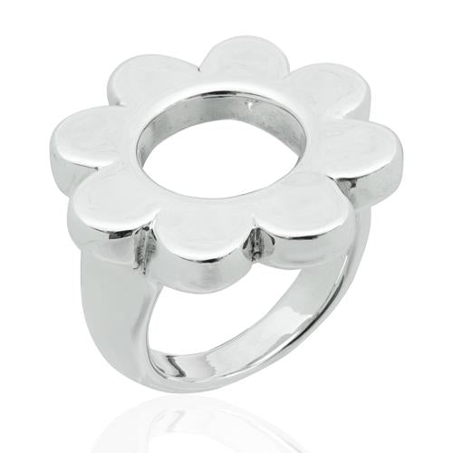 Big Trendy Flower 925 Silver Ring