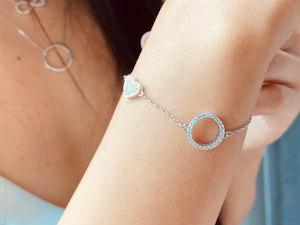 925 Silver Bracelet Heart Circle Trendy Collection