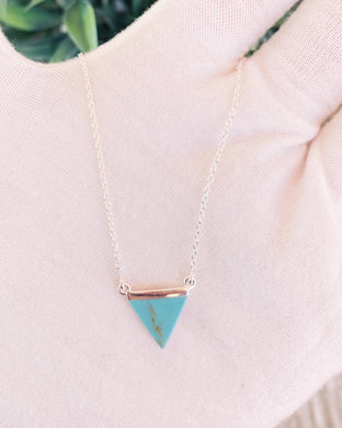925 Silver Turquoise Stone Triangle Chain