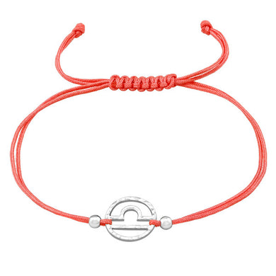 925 Silver Libra Zodiac Sign Adjustable Corded Bracelet