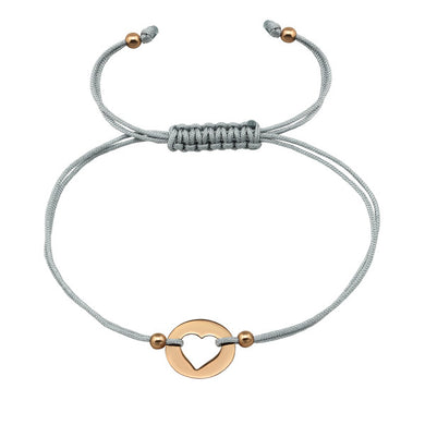 925 Silver Heart Adjustable Corded Bracelet