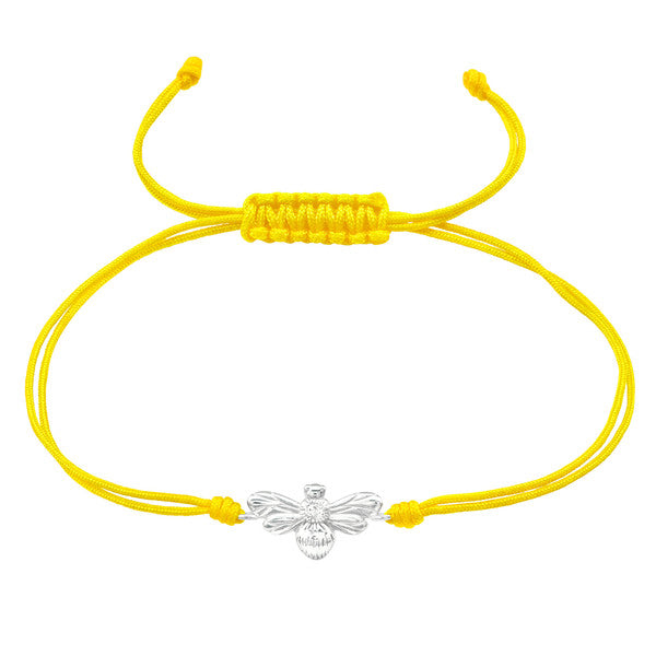 925 Silver Bee Adjustable Corded Bracelet