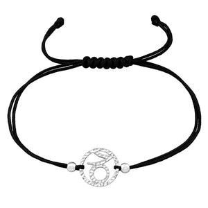 925 Silver Capricorn Zodiac Sign Adjustable Corded Bracelet