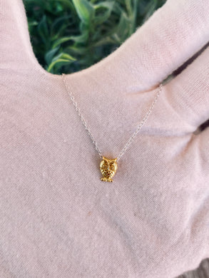 926 Silver 14K Gold Plated Owl Chain