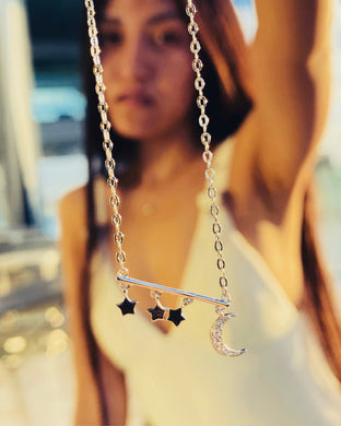 925 Silver Necklace Moon Star Trendy Collection