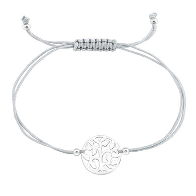 925 Silver Tree Of Life Adjustable Corded Bracelet