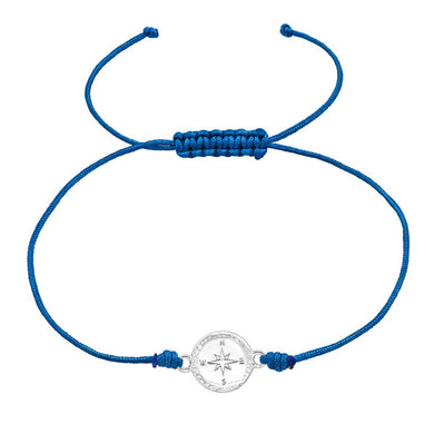 925 Silver Compass Adjustable Corded Bracelet