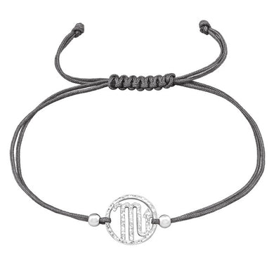 925 Silver Scorpio Zodiac Sign Adjustable Corded Bracelet