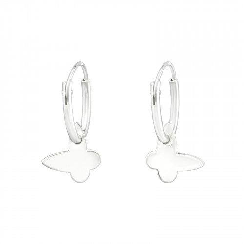 925 Silver Hoops Butterfly Earring