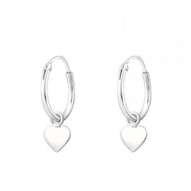 925 Silver Heart Hoops Earring