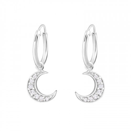 925 Silver Moon Hoops Earring